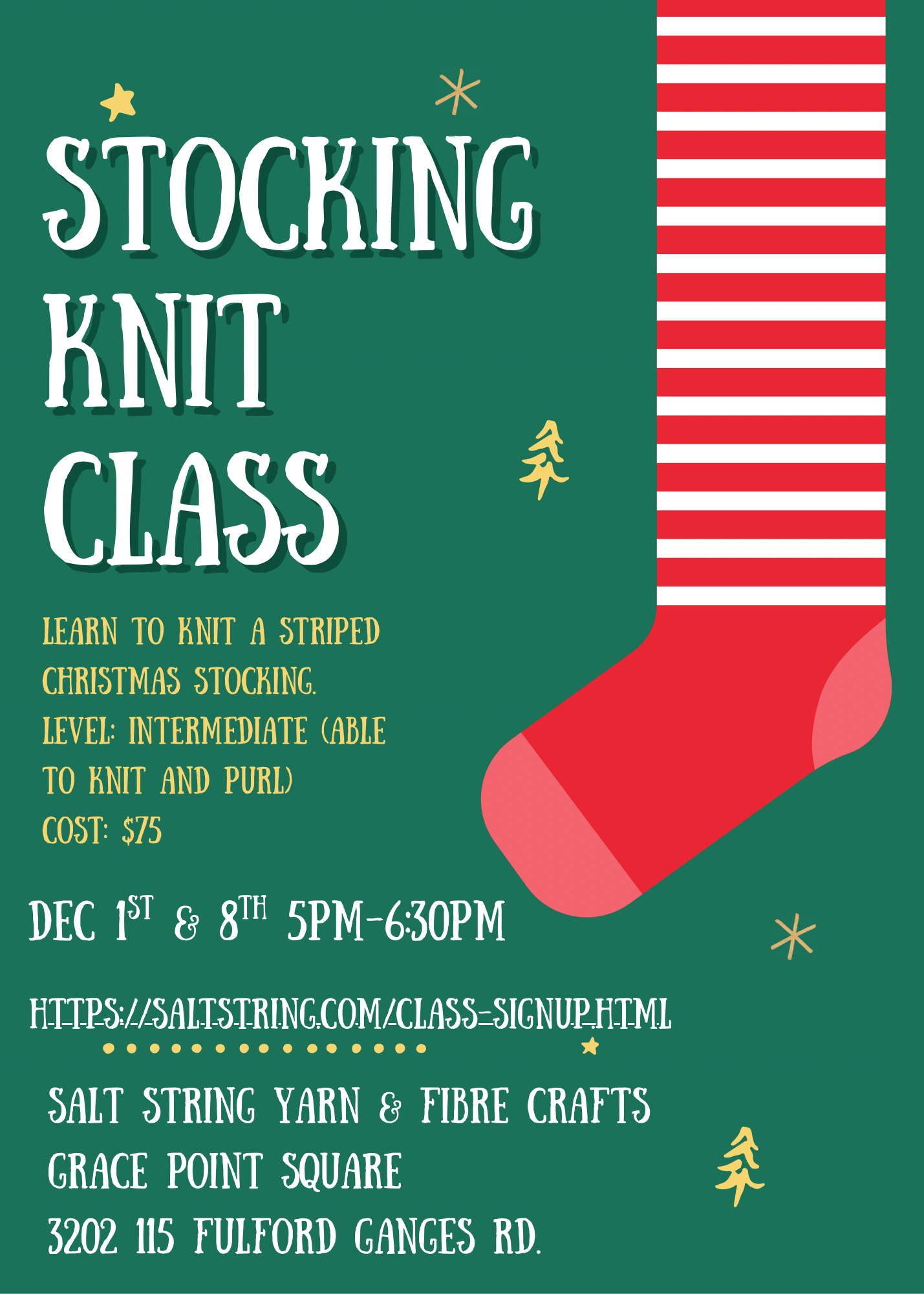 stocking knit class poster